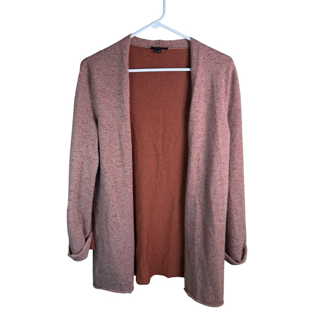Etro Milano Wool Cashmere Cardigan Womens 10 Pink Orange Italian Knit Old Money